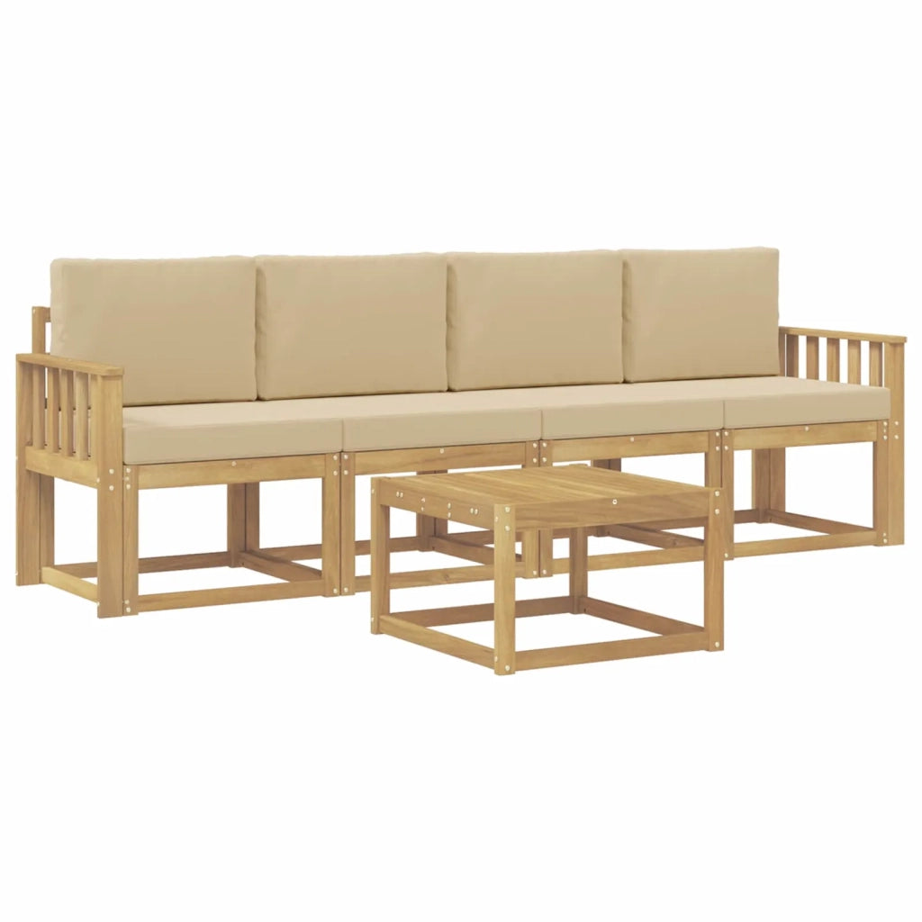 Set di divani da esterno con cuscino 5 pcs Bianco e Beige 3387207
