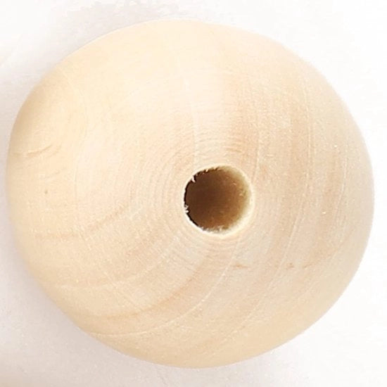 Kralen in Legno Ronde Bal Hanger 40 mm - 30 Stuks - Spacer Perforati - Accessori per Gioielli - Fai da Te - Artigianato - Qualità Alta Materiale Naturale Legno