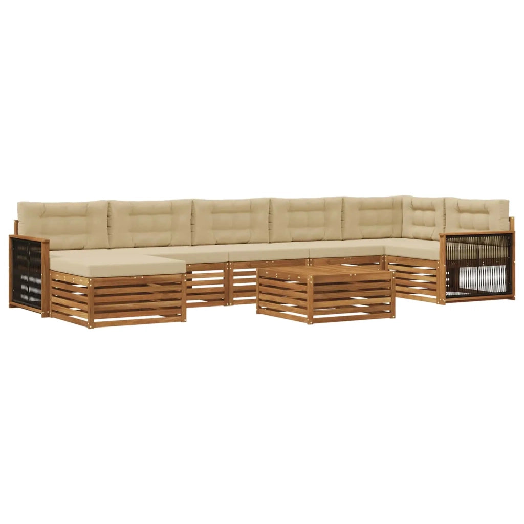 Set di divani da esterno 8 pz Naturale e Beige 3383656