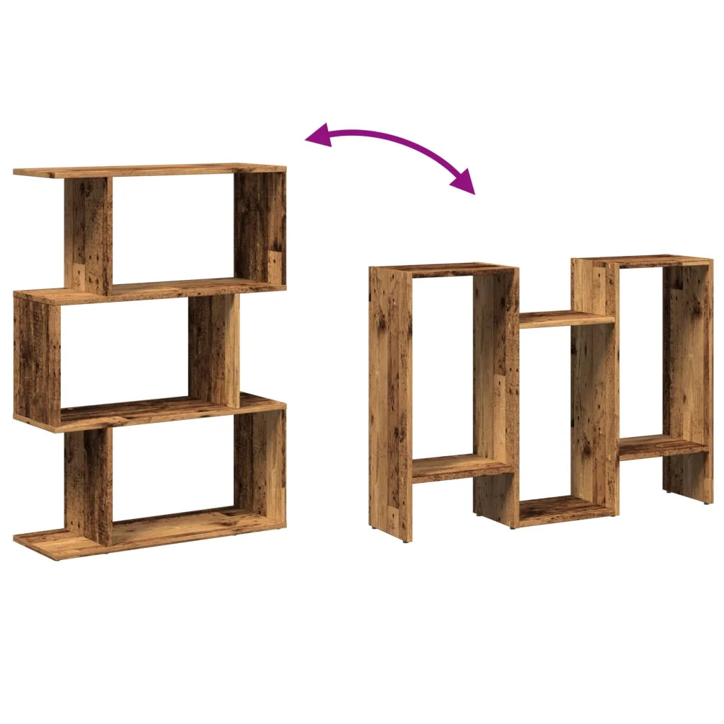 Libreria Divisorio 3 Ripiani-Scaffale per Libri-Mobile di Stoccaggio Legno Antico 70x24x97 cm Truciolato