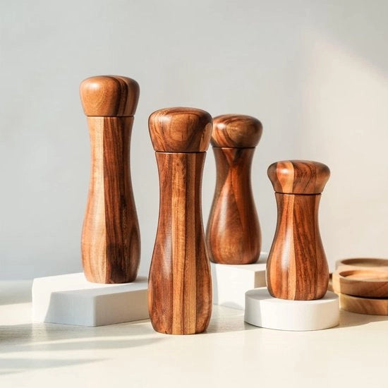 Pepermoliere in Ceramica Regolabile con Legno di Acacia - Altezza 205 cm - Diametro 6 cm