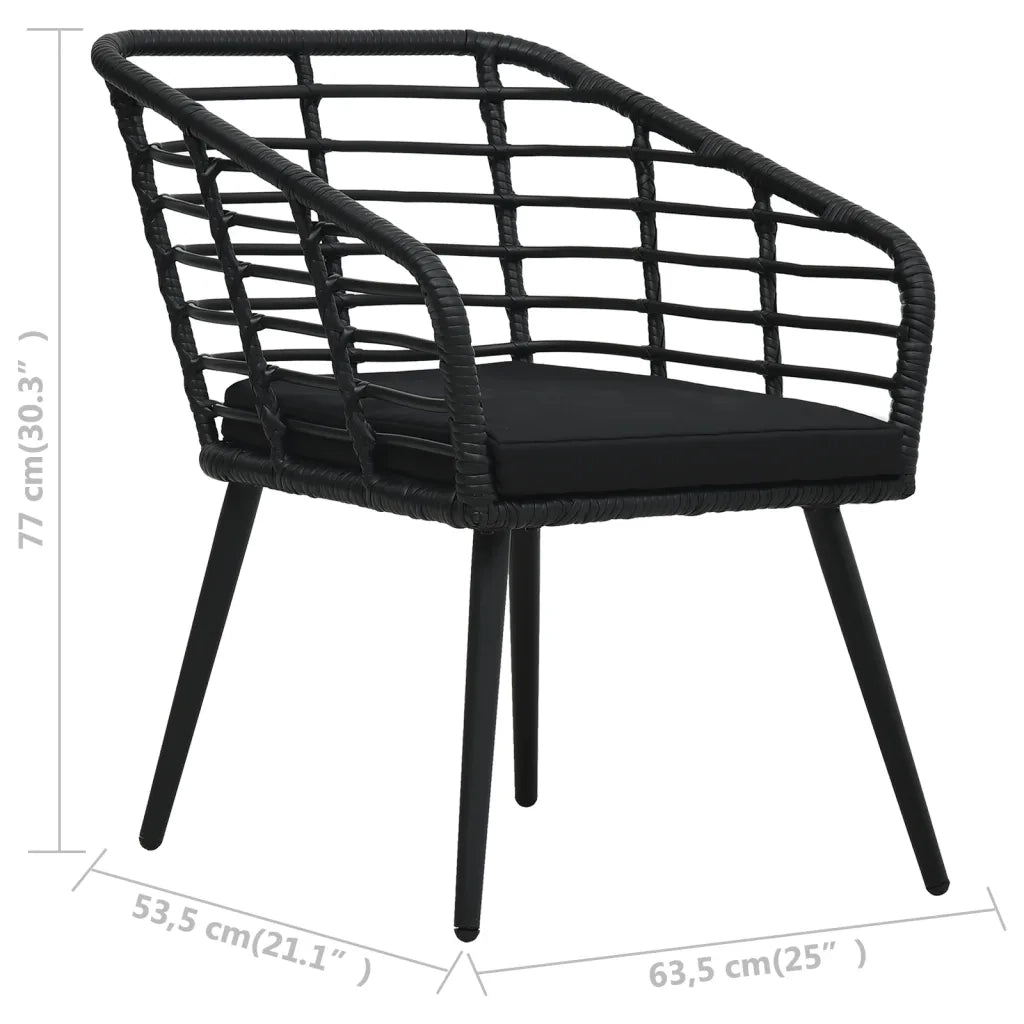 Sedie da Giardino con Cuscini 2 pz | Sedie da Esterno in Polyrattan Nere