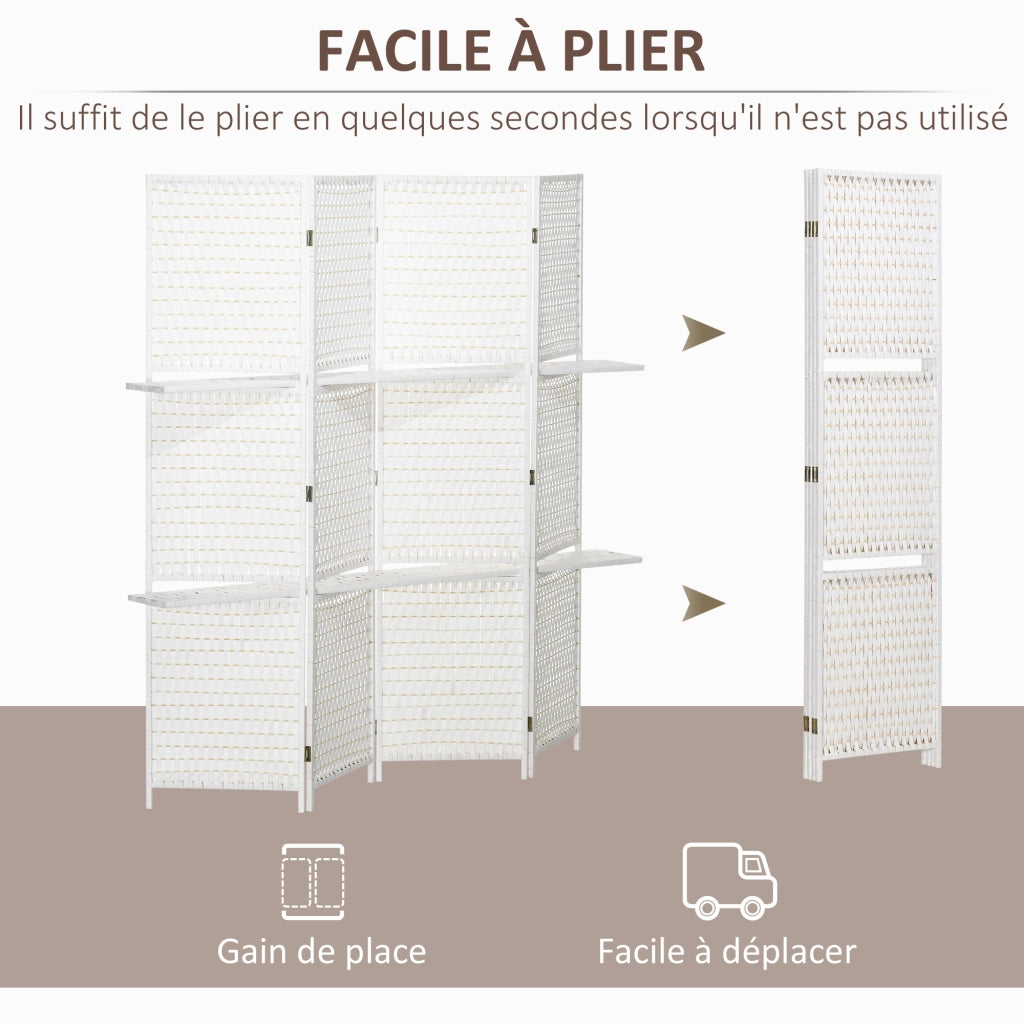 Divisorio a pannelli con scaffali pieghevoli ¨C zephmum ¨C bianco paglierino
