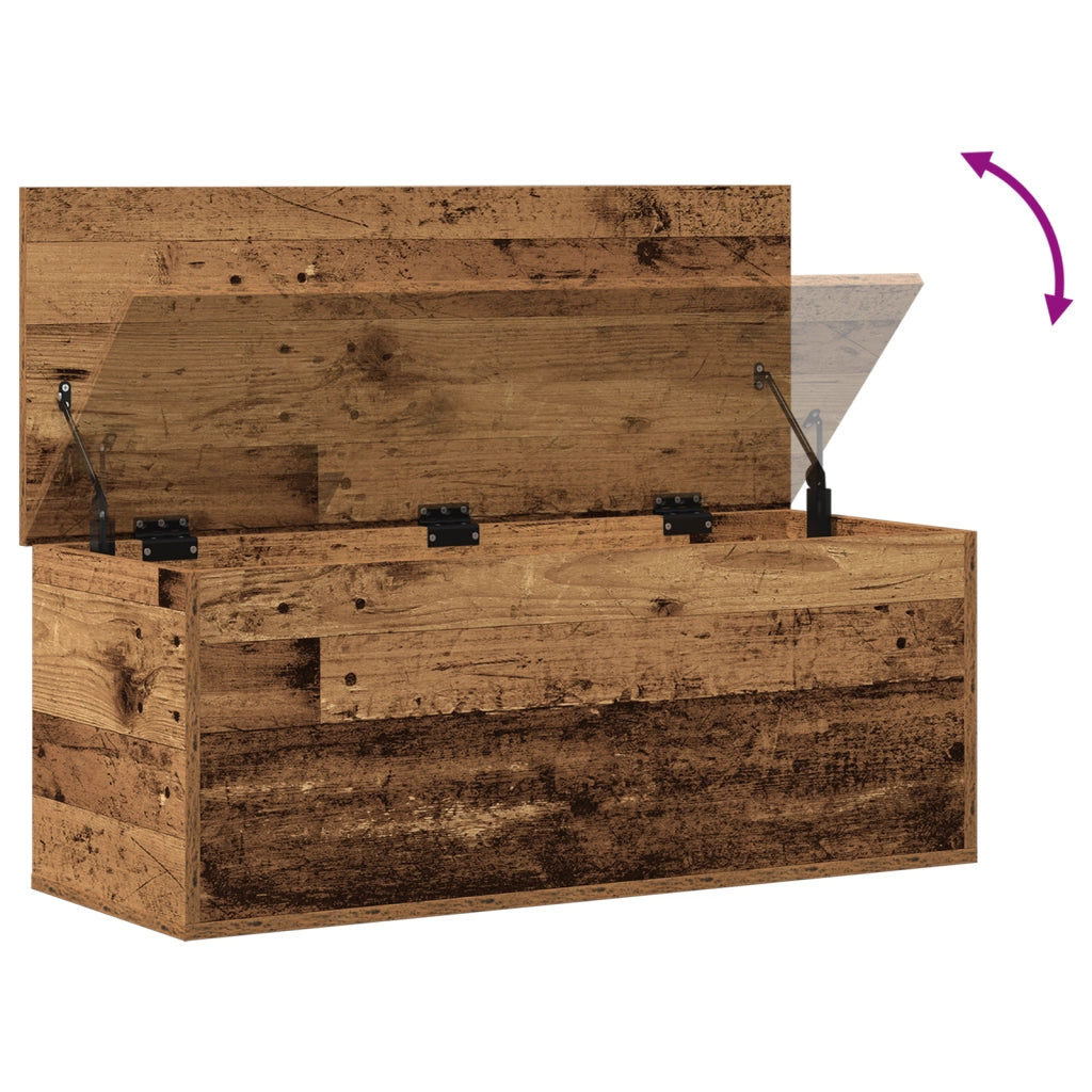 Cassa di Stoccaggio in Legno Riciclato 90x35x35 cm in Legno Ingegnerizzato