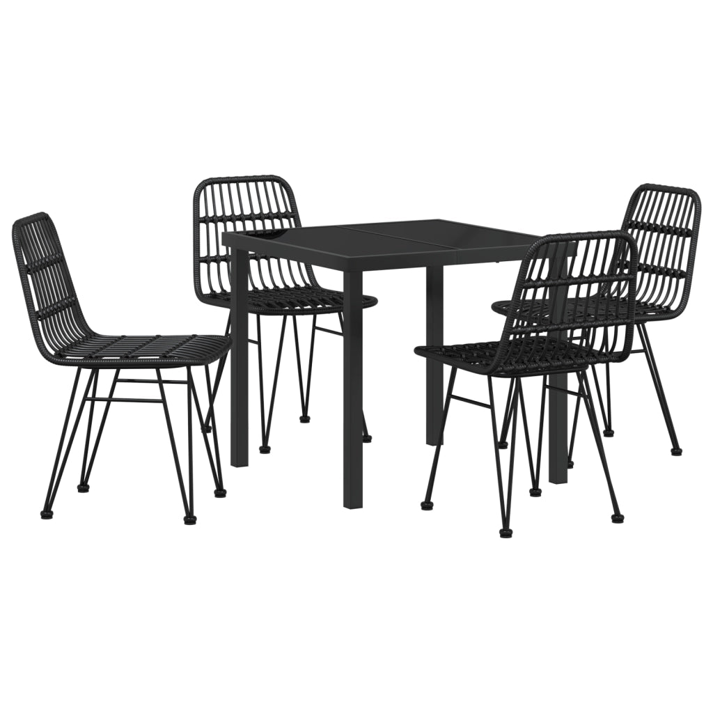 Set da Pranzo da Giardino 5 Pezzi Nero in Rattan Sintetico