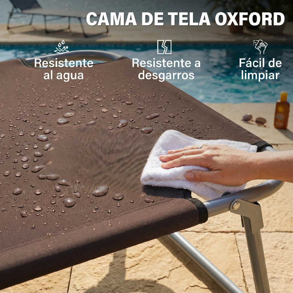 Sedia a sdraio pieghevole con ombrellone e schienale regolabile ¨C zephmum ¨C marrone 187x58x36cm