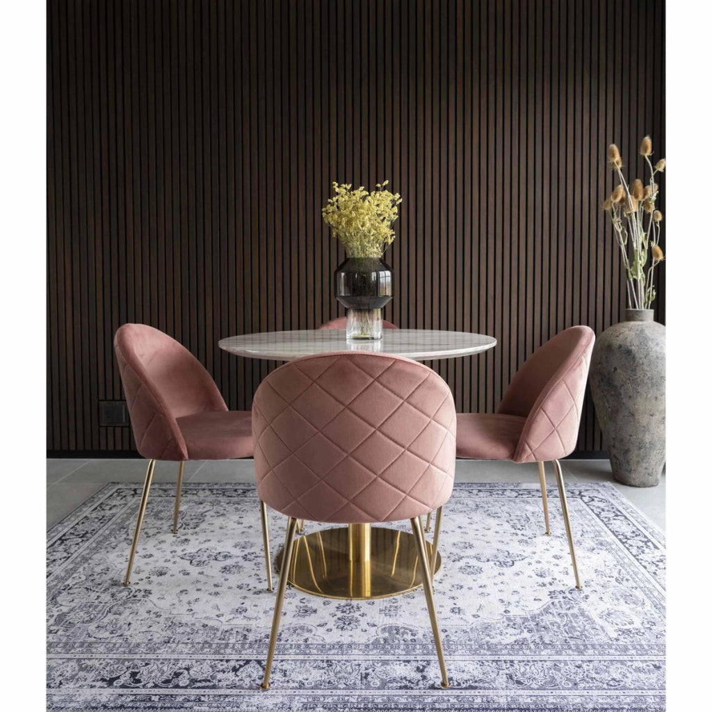 Set di 2 Sedie Geneve, Rosa, Velluto, 56x51x76 cm