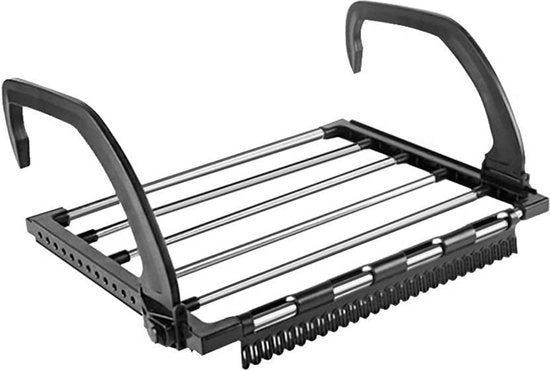 Ophangrek - Ophangrek Balkon - Wasdroger - nero, argento - Radiatordroger - Inclinabile - Hangdroger - Balkonwasdroger - 40 x 32 cm - Wasrek, Riscaldamento - Washouder per Piccole Calze
