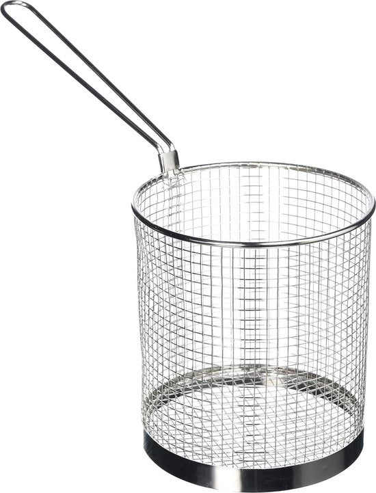 Spaghettiera metallica in acciaio inossidabile da 150 mm - contenitore per spaghetti e verdure con lunga maniglia - progetto di scarico rapido - riscaldamento delle verdure - j719
