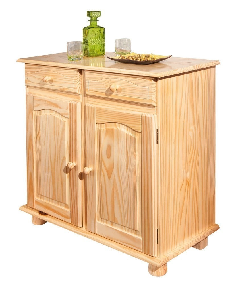 MOBILE CREDENZA SOGGIORNO BUFFET PAMINA 2 ANTE + 2 CASSETTI 88x43x87H PINO MASSELLO FINITURA NATURALE