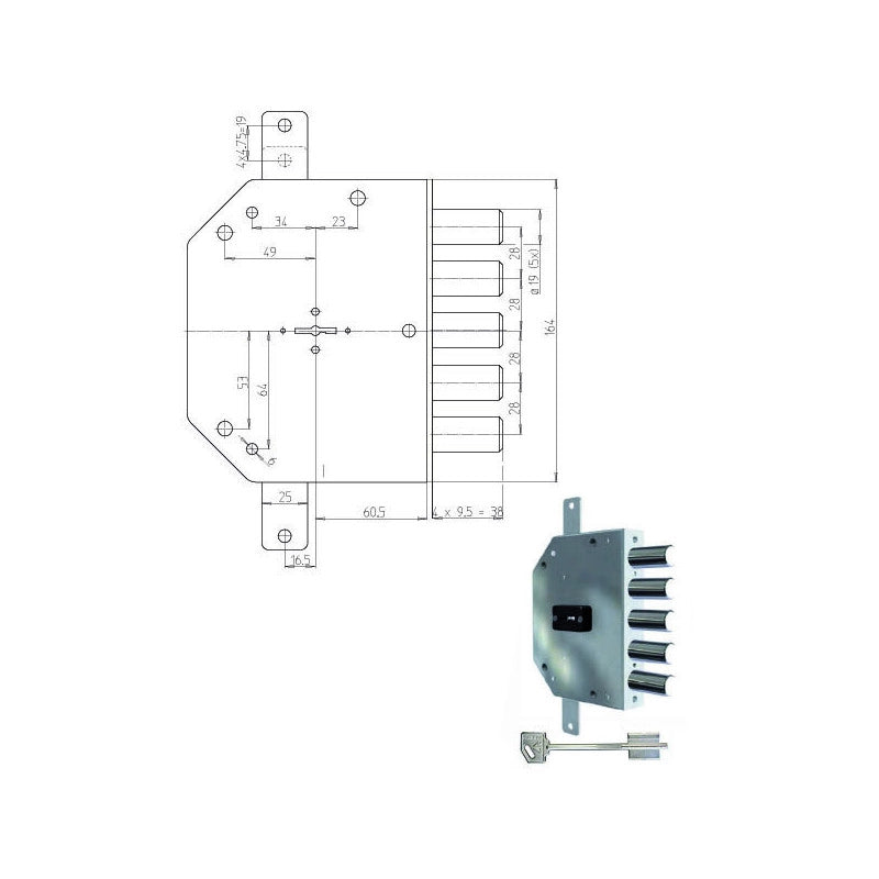 Serratura Sic.Triplice Sx Dm 2105-11N Cr