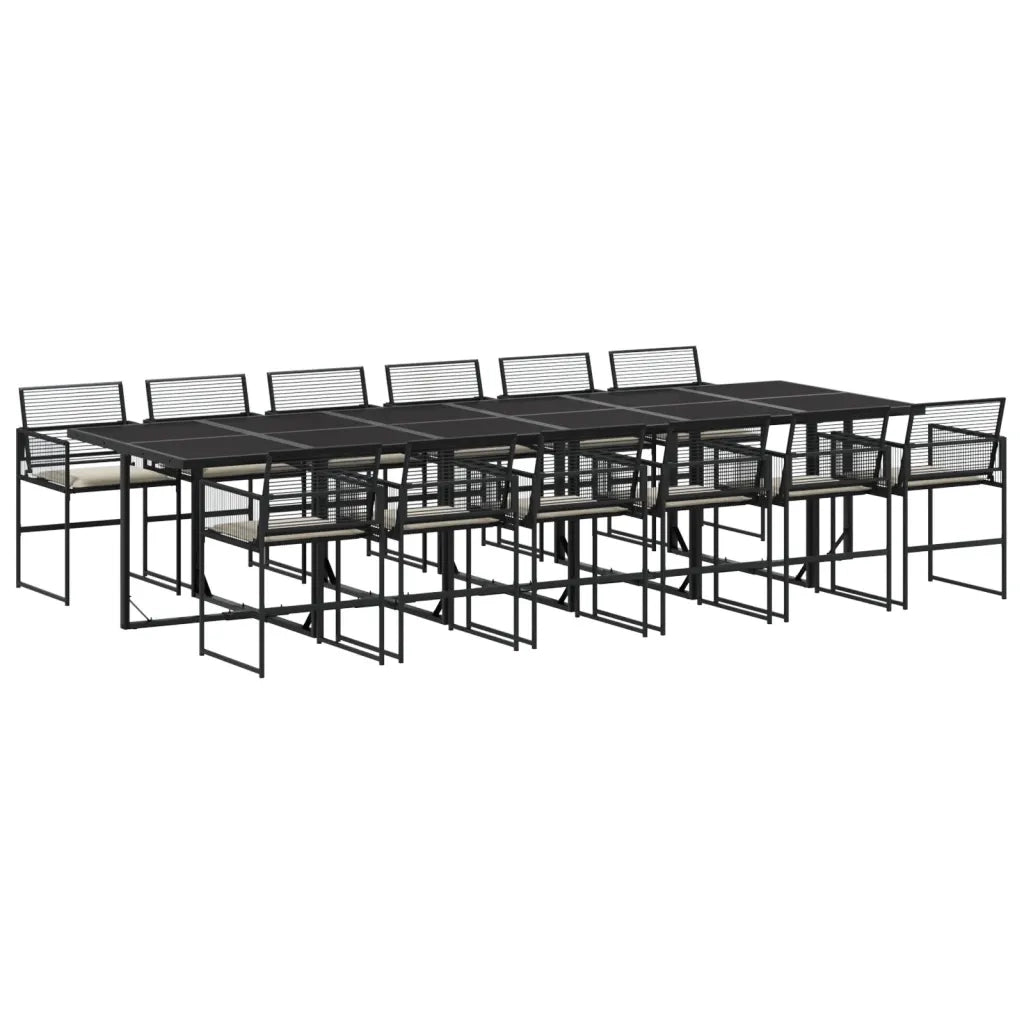 vidaXL Set da Pranzo da Giardino 13pz con Cuscini Nero in Polyrattan