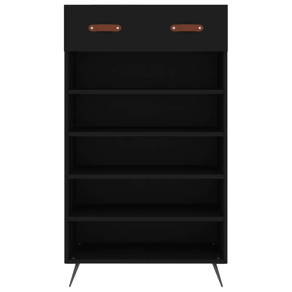 Scarpiera Nera 60x35x105 cm in Legno Multistrato 829581