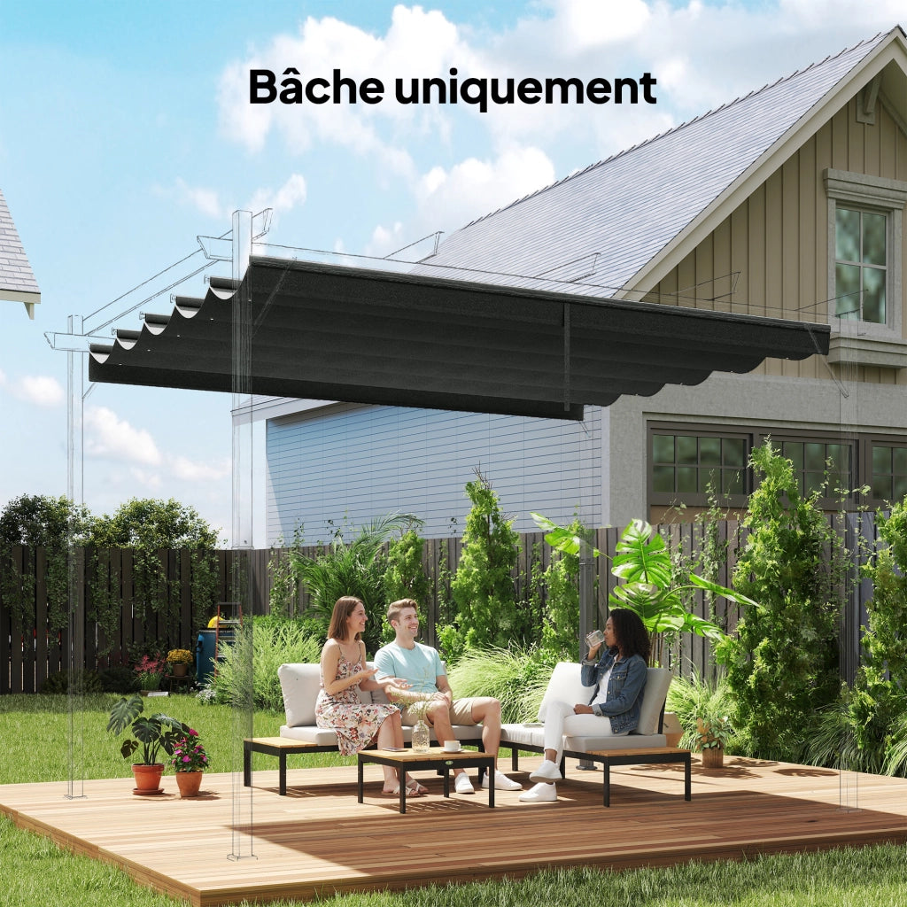 Telo per Pergola Retrattile 3x3 m ¨C zephmum ¨C 250x255 cm Grigio Scuro