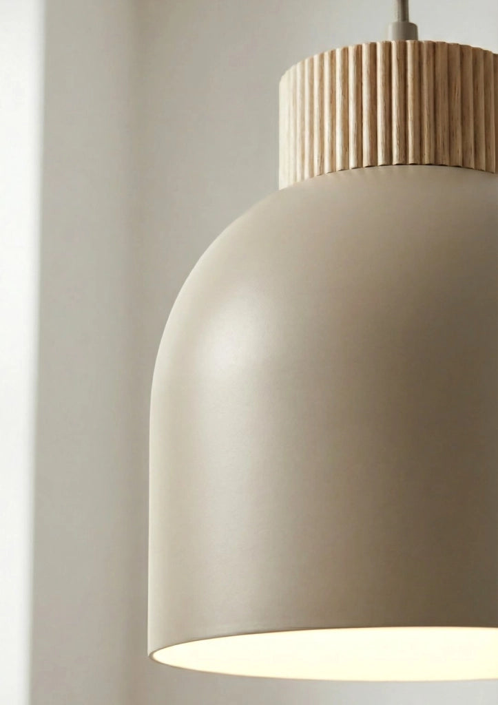 Lampada sospesa KRU a ragno 3xE27 beige legno Emibig