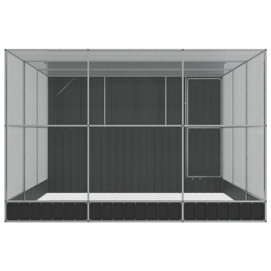 Voliera a gabbia con estensione in argento 497 x 303 x 216 cm acciaio argento 02_0045656