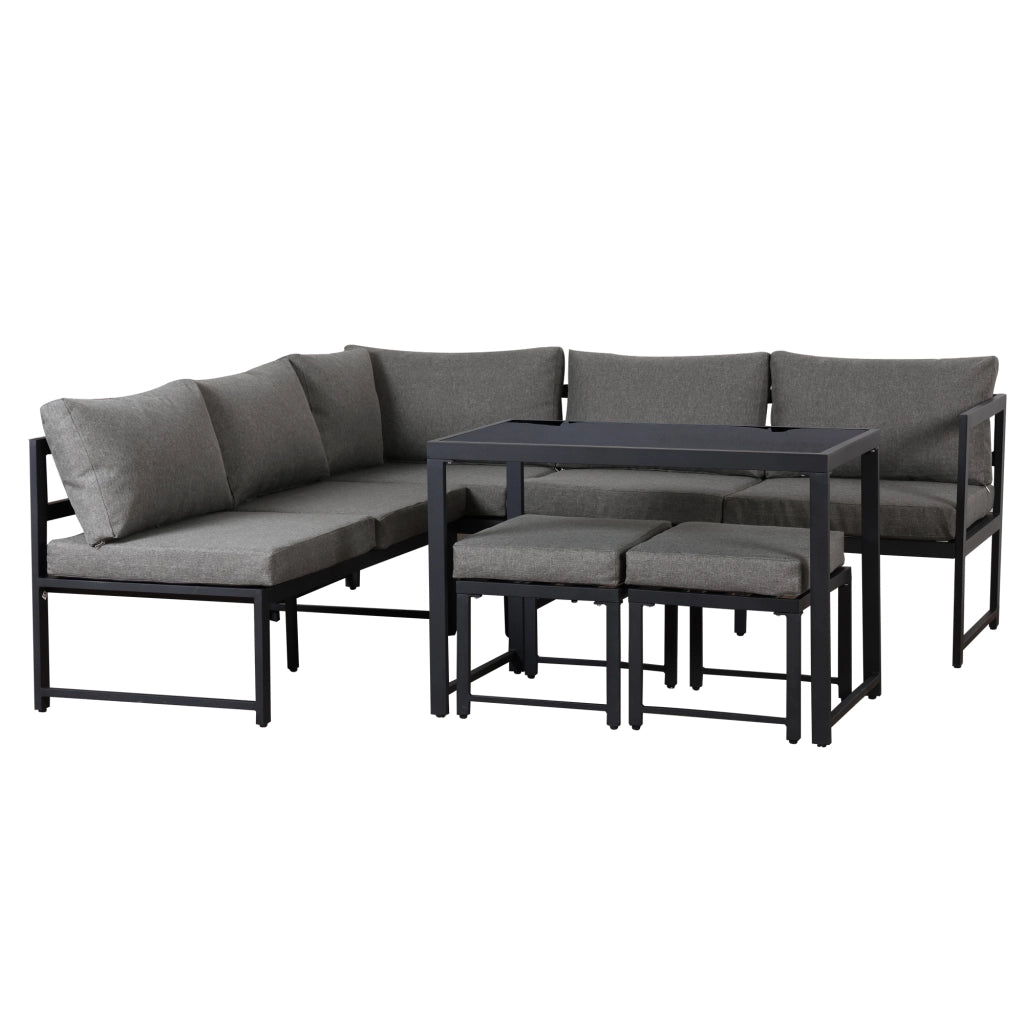 Set Lounge da Giardino Reclinabile ¨C MINIMAL ¨C Alluminio, Cuscini, Grigio