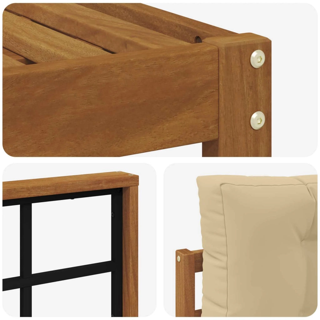 Set di divani da esterno con cuscino 5 pcs Naturale e Beige 3367171