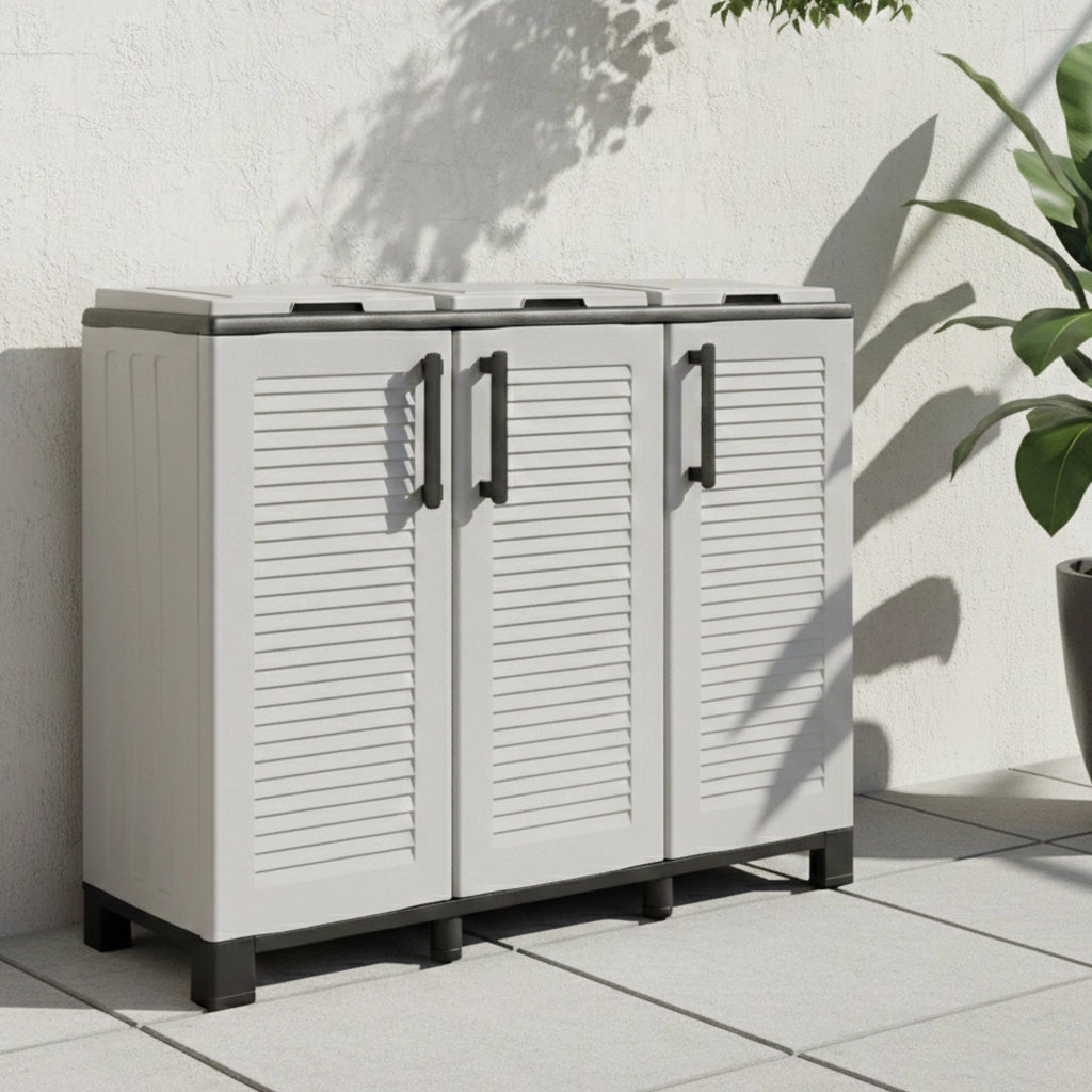 Contenitore per Rifiuti Apix, Pattumiera Capacità 330 (110 per Sacco) Made in Italy, 102x37x90h cm Grigio Chiaro