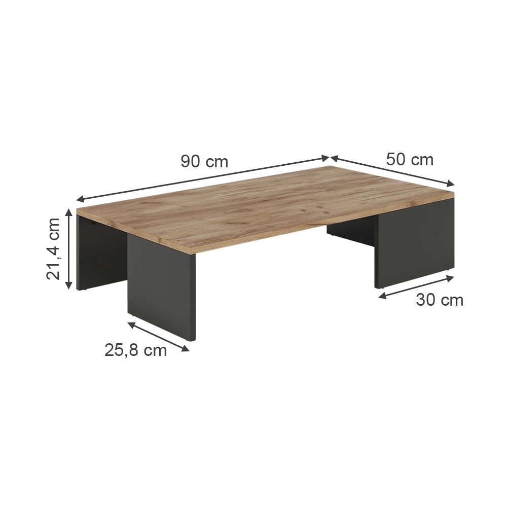 Vicco Tavolino Antracite/quercia dorata 90 x 21.4 cm