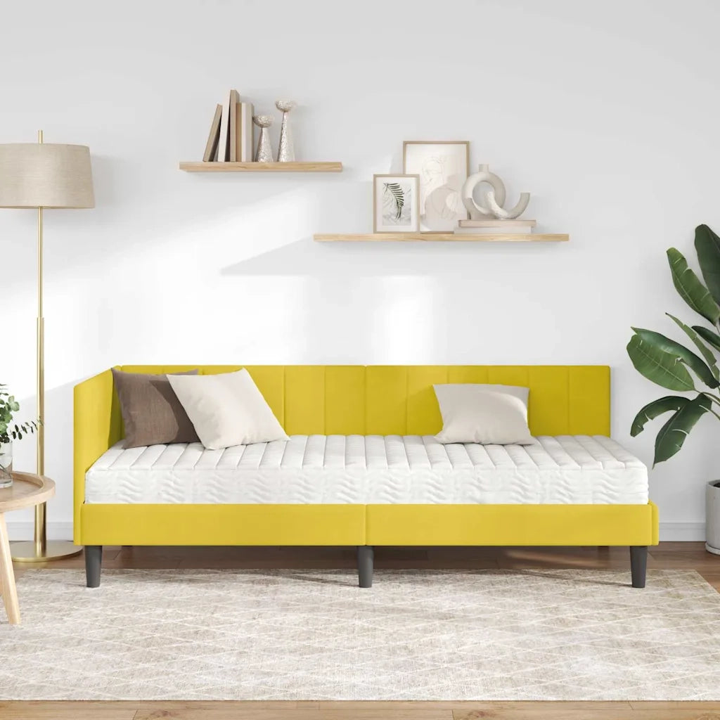 Struttura Letto Angolare con Materasso 2 pcs Giallo Velluto