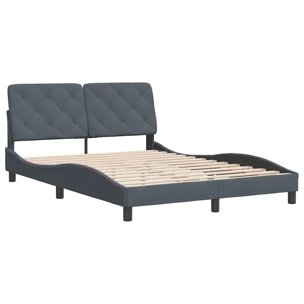 Giroletto senza Materasso Grigio Scuro 140x190 cm Velluto