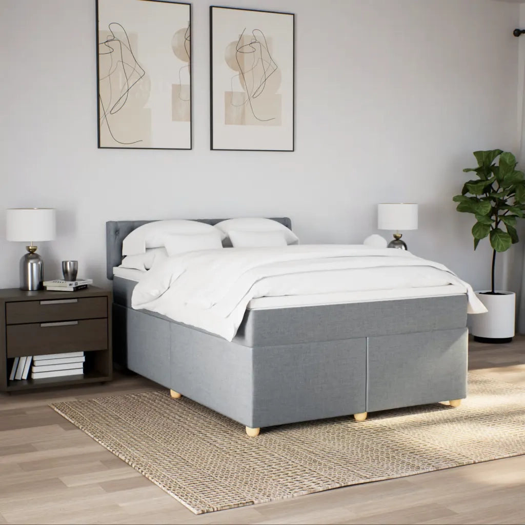 Giroletto a Molle con Materasso Grigio Chiaro 140x200cm Tessuto