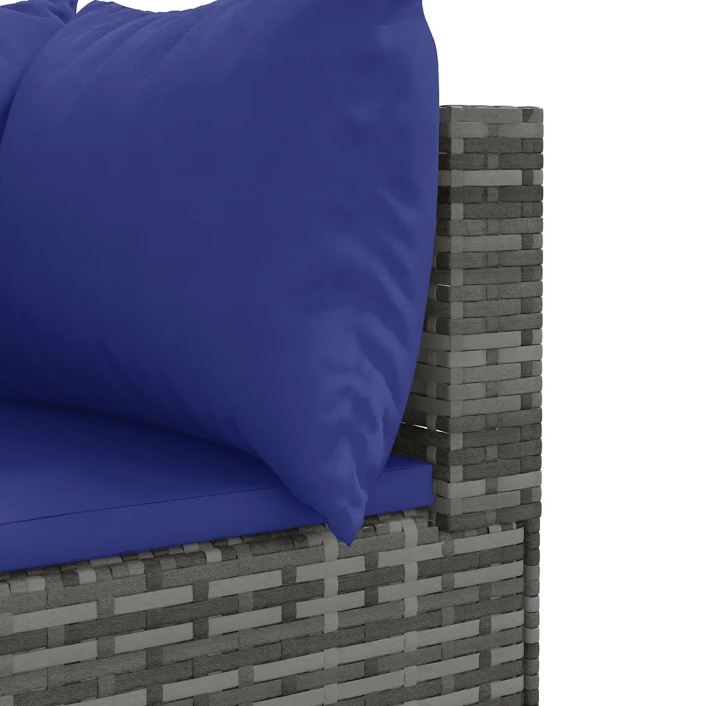 Set Divani da Giardino 7 pz con Cuscini in Polyrattan Grigio
