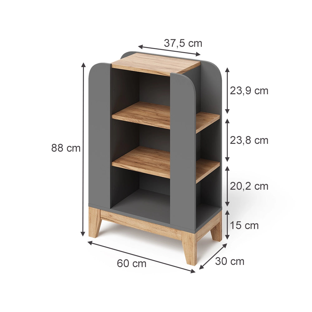Vitalispa Libreria bambini Artigiano/grigio 60 x 88 cm con 9 scomparti