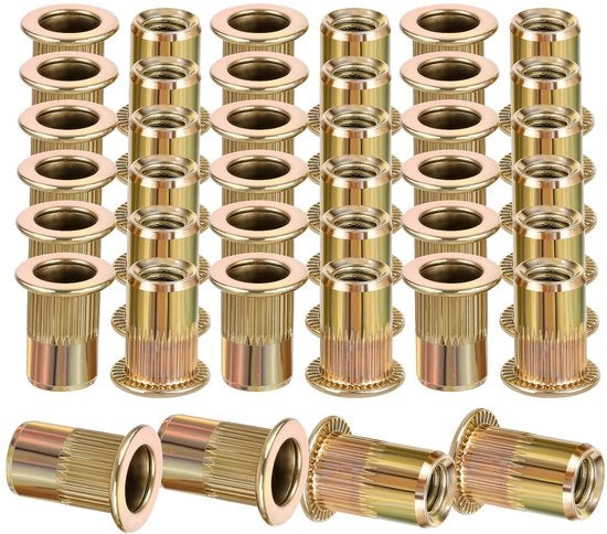 Set di Viti a Bucia 40 Pezzi in Acciaio di Carbonio Giallo - Viti a Bucia Metriche - Viti a Bucia Impunturate - Viti a Bucia Blindate - Adatto per Pannelli e Tubi Metallici - Modello M6