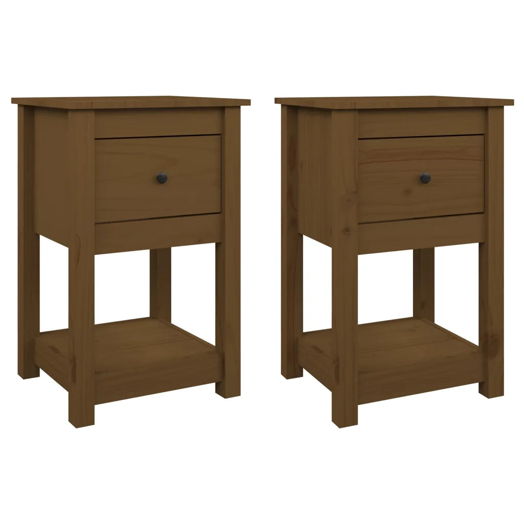 Comodini 2 pz-Set di 2 Tavolino da notte Ambra 40x35x61,5 cm in Legno Massello di Pino 712160
