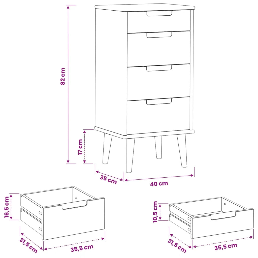 Cassettiera MOLDE Caramello 40 x 35 x 82 cm 42020934