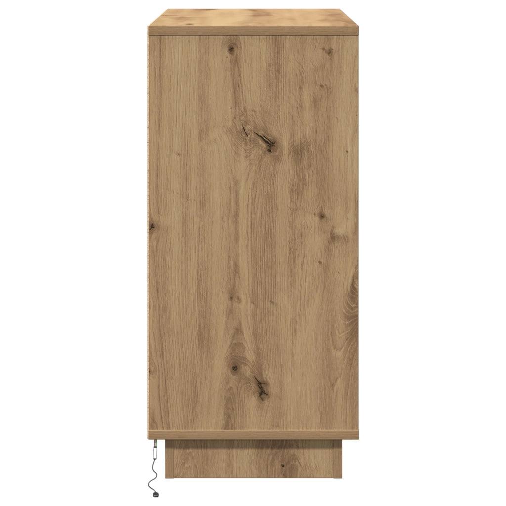Sideboard con LED Rovere Artigianale 71x34,5x75 cm Legno ingegnerizzato