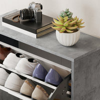 Scarpiera Salvaspazio Moderna 62,5x26x156 cm a 4 Ante per 16 Paia di Scarpe Grigio Cemento