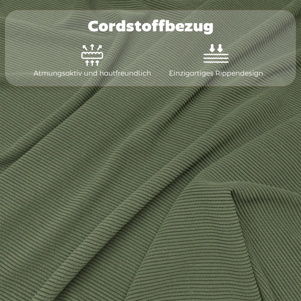 Set 4 Sedie Pieghevoli Imbottite ¨C Xylo ¨C Velluto a Coste Verde con Schienale e Struttura Metallo