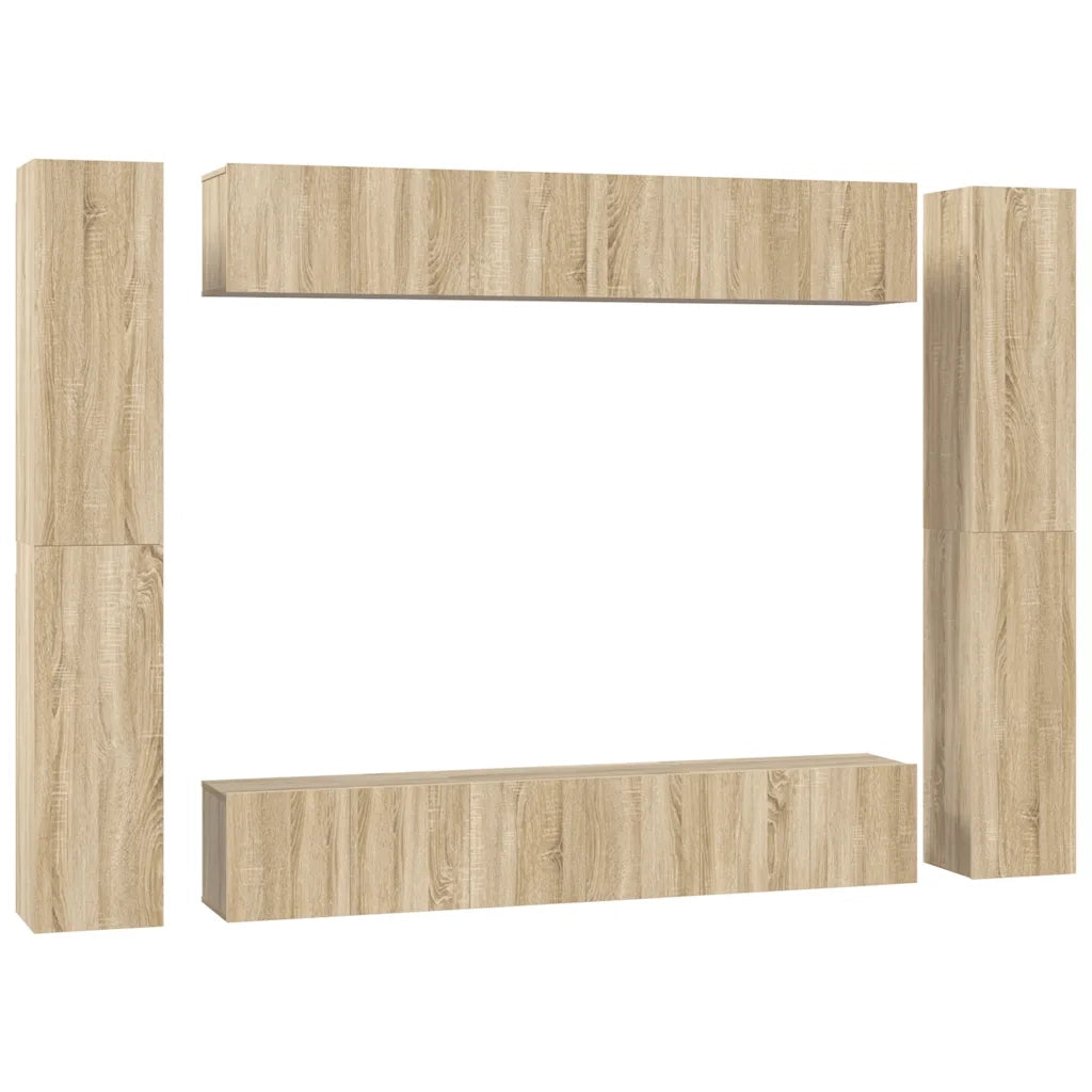Set di Mobili Porta TV 10 pz Rovere Sonoma in Legno Multistrato 3078980
