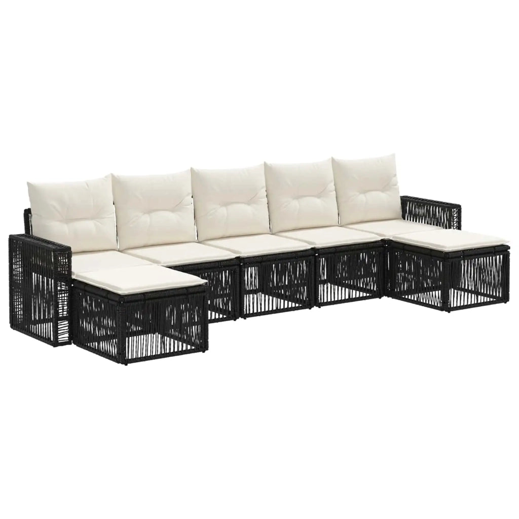 Set Divano da Giardino 7 pcs Nero e Bianco Crema polyrattan 3435208