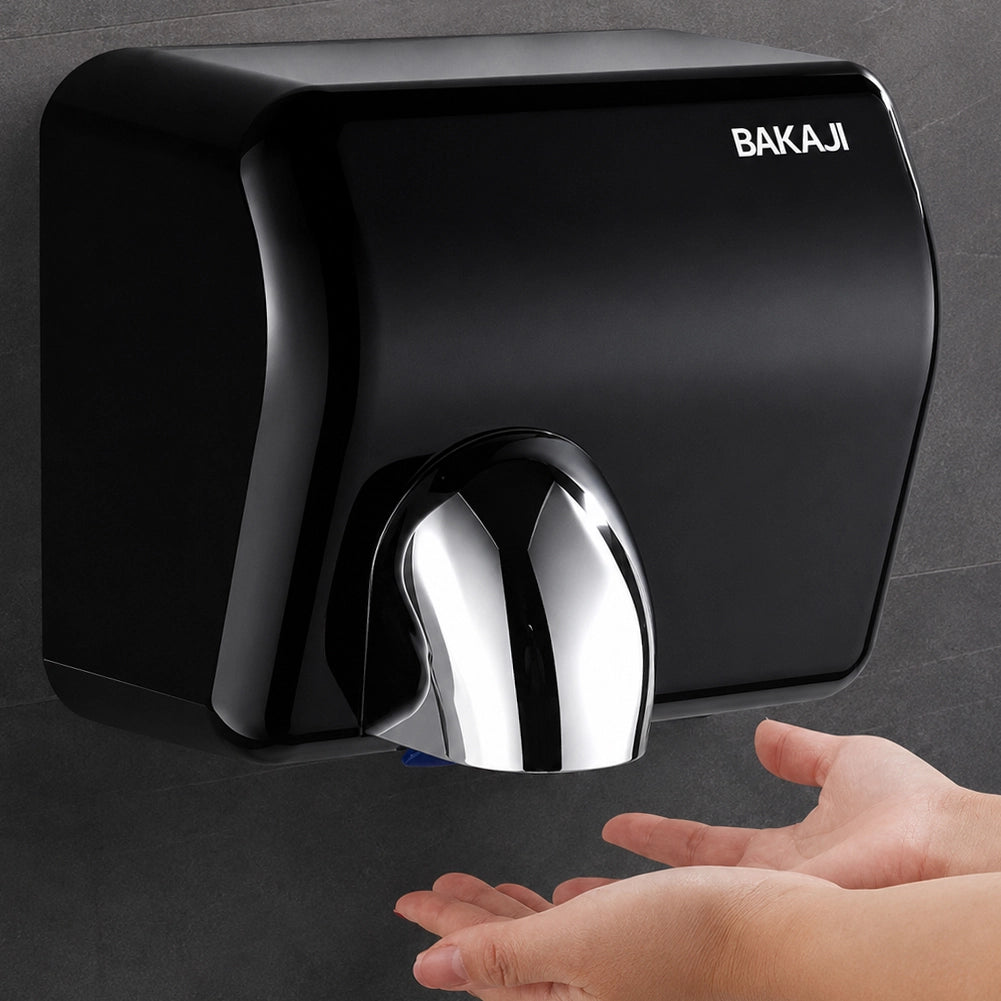 Asciugamani Elettrico Nero da Hotel Aria Calda a Parete 2300W con Fotocellula