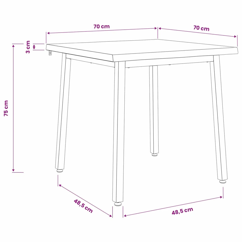 70 x 70 x 75 cm Legno di Acacia Massello Naturale e Caffè 937589