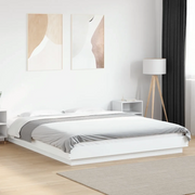 Giroletto con Luci LED Bianco 160x200 cm in Legno Multistrato 3281084