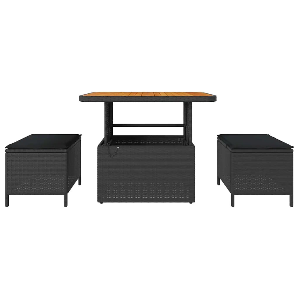 Set da Pranzo per Giardino | Set Salotto da Giardino Nero polyrattan