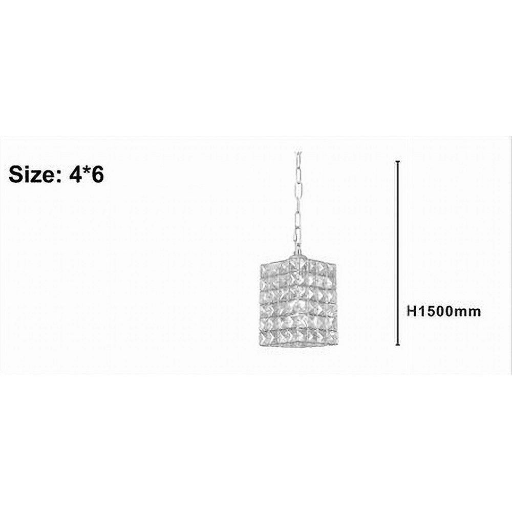 Trade Shop - Lampadario Sospeso Rettangolare Con Cristalli Lampada Luce E27 Argento 32330 -
