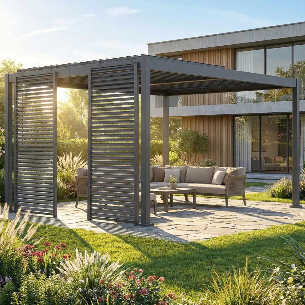 IDMarket - Set di 2 persiane modulari a pergola grigio antracite