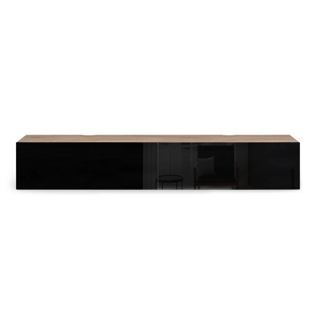 IDMarket - Mobile TV a parete 180 cm ELIO a 2 ante in legno e nero