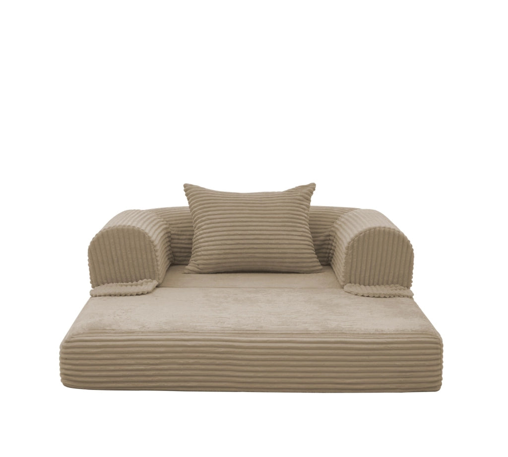 Poltrona letto singola 2 in 1 in velluto a coste marrone
