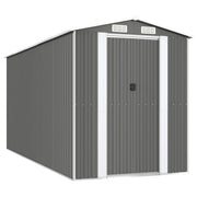 Casetta da giardino cabina ripostiglio capanno da esterno capanno per attrezzi robusta colore chiaro 192 x 440 x 223 cm acciaio zincato grigio 02_0022258