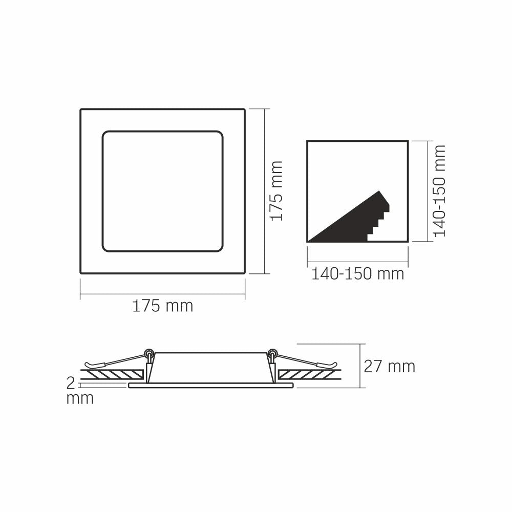 Downlight incasso quadrato bianco 12W 4000K 1400lm Videx