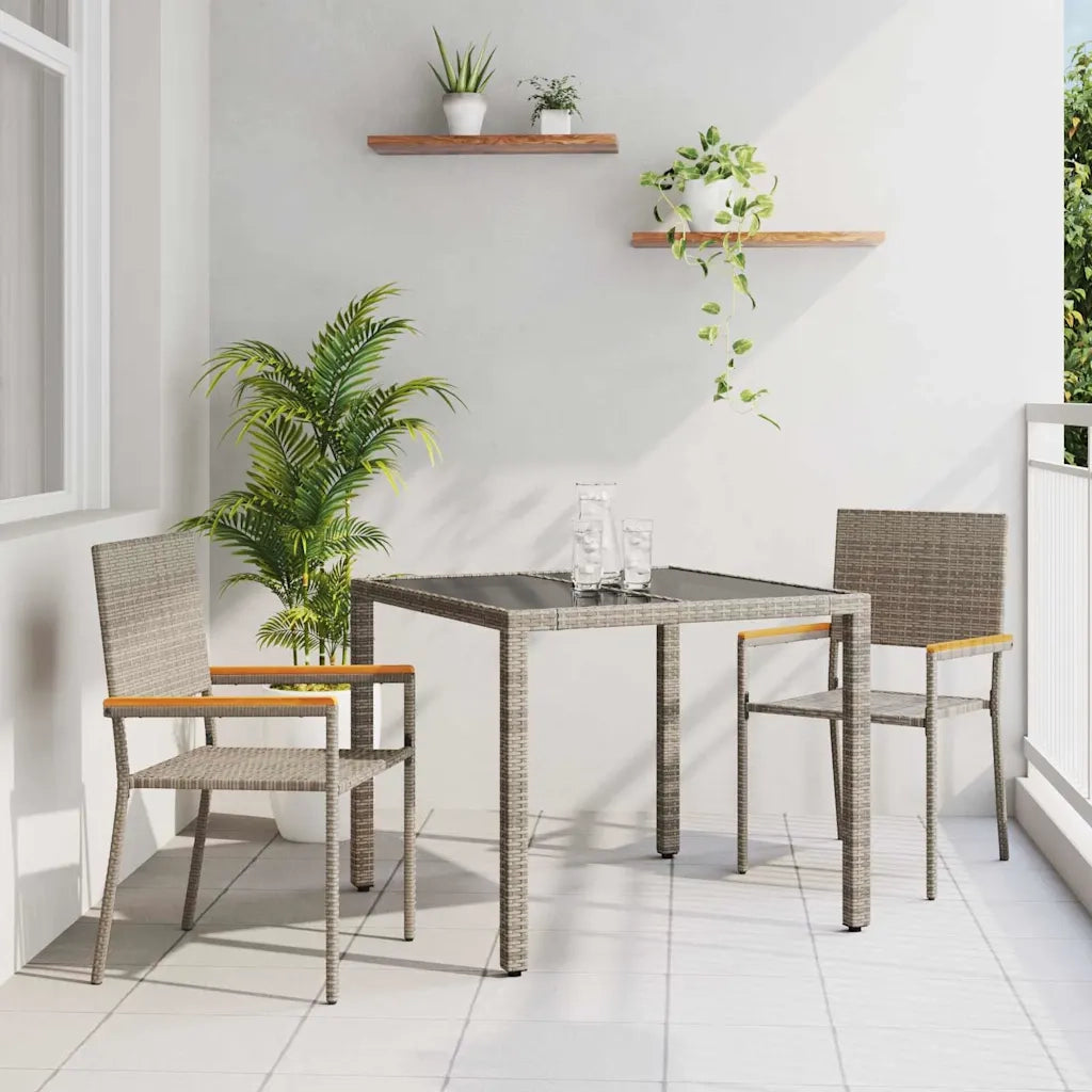 Set da Pranzo per Giardino 3 pcs Grigio polyrattan 3365385