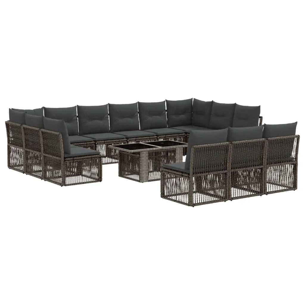 Set Divano da Giardino 14 pz Grigio polyrattan 3436547