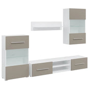 Mobile TV 5 pz | Armadietto TV | Mobile Porta TV con Illuminazione a LED Grigio Pietra Truciolato
